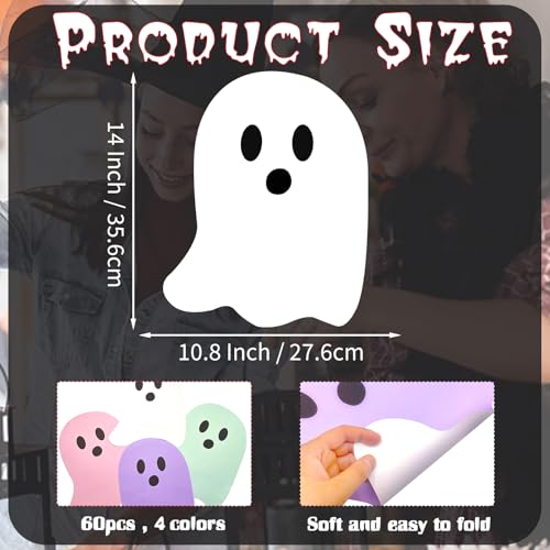 Halloween Ghost Placemats Set of 60 - Disposable Paper Table Decor - Mixed