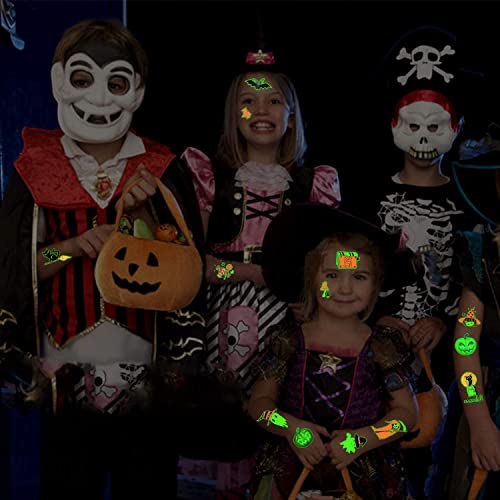 Glow Halloween Temporary Tattoos - 10 Sheets Kids Party Favors & Decorations