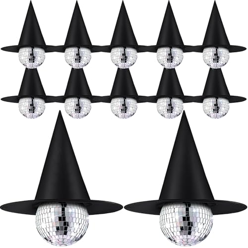 Halloween Disco Decorations Set - Hanging Witch & Disco Ball Party Decor