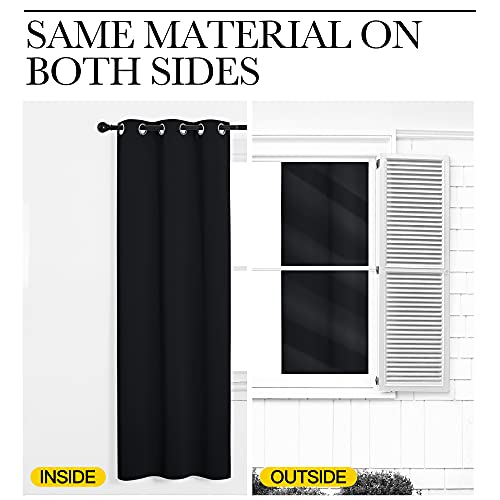 NICETOWN Blackout Curtain Shades - 2 Panels, 55x108 Inches, Black, Thermal Insulated Grommet Drapes, Variation of THIS listing