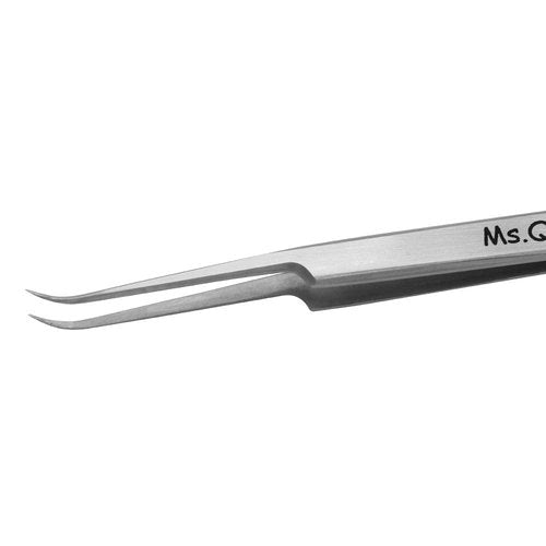 Ms.Queen Eyelash Extension Tweezers,Professional Curved Pointed Isolation Tweezers for Classic Individual Volume Mink Lash Extensions