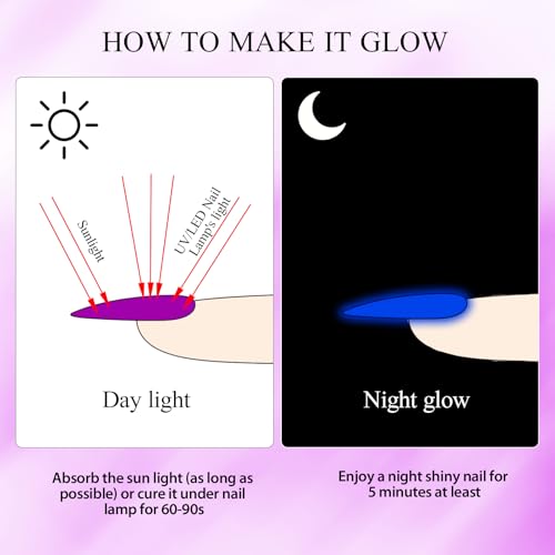 MTSSII Glow in the Dark Gel Nail Polish Set - 4 Color Neon Fluorescent UV Polish