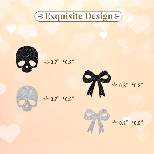 Black Bow Skull Confetti - Gothic Birthday & Party Table Scatter - 120pcs