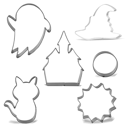 Large Halloween Cookie Cutter Set - 6 Stainless Steel Shapes for Baking & Crafts