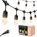 Outdoor LED String Lights 48 Ft - 15 Vintage Edison Bulbs Waterproof Dimmable