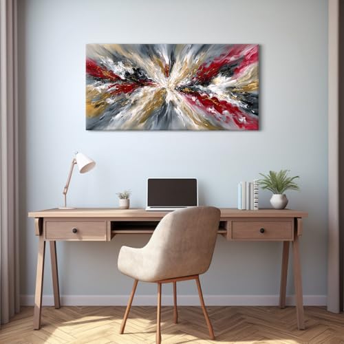 Graffiti Abstract Wall Art Canvas - 40x20 Inch Modern Home Decor with Red Black and Gold Accents - Variation of THIS listing