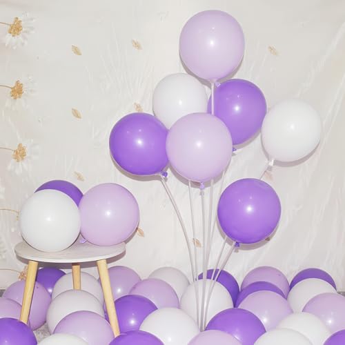 Purple White Balloons - 200 Pcs 5 Inch Pastel Latex for Party Decorations - Variation: Purple White