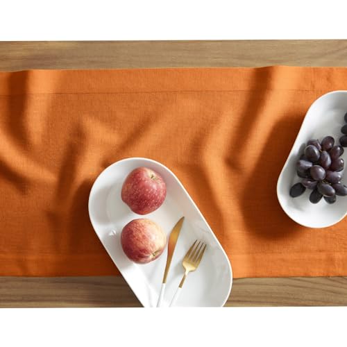 Pure Linen Pumpkin Table Runner - Sonoma 14 x 90 Inch, Handcrafted