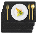 Black Halloween Plastic Placemat Set of 4 Faux Leather Table Mats - Waterproof & Heat-Resistant