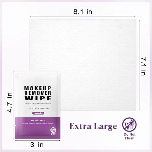 200 Count Makeup Remover Wipes Bulk with Lavender Scent - Individually Wrapped
