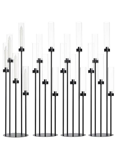 Black Floor Candelabra Centerpiece Set of 4 - Tall Wedding Table Decor