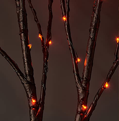 Halloween Lighted Tree Branches with Timer - 32 Inch Orange Fairy Lights, Indoor & Outdoor Decor