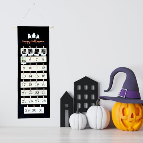 Halloween Photo Countdown Calendar with Clips - Reusable Spooky Season Decor