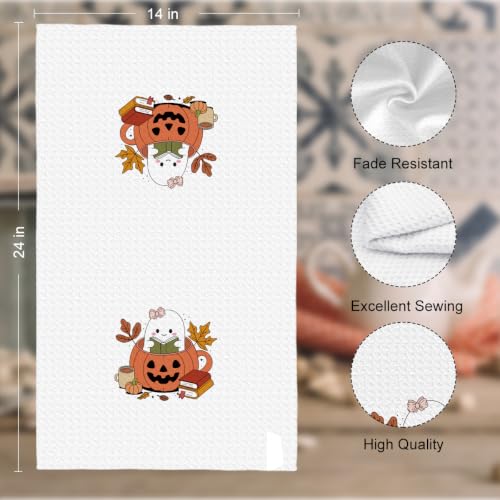 Halloween Kitchen Dish Towels Set with Ghost Pumpkin Bats - H-4 Variation