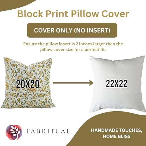 20x12 Inch Handmade Block Print Viscose Linen Throw Pillow Cover Yellow