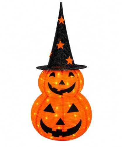 3FT Prelit Halloween Pumpkin Light with 50 LEDs, Waterproof Outdoor Decor