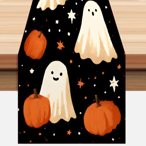 Halloween Table Runner 13x72 Inch Ghost Pumpkin Decor for Dining Table