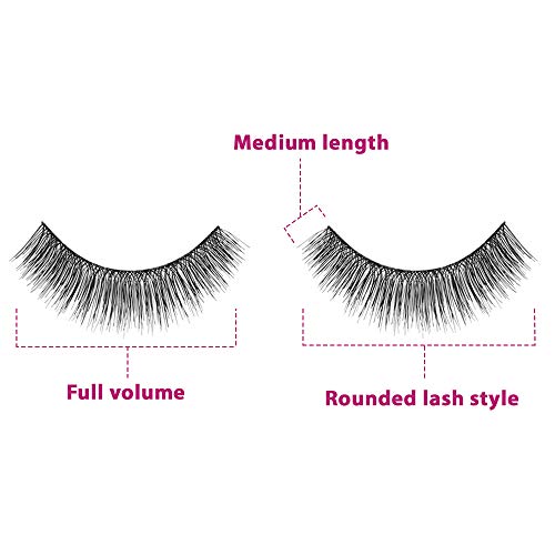 Dramatic Volume False Eyelashes Double Up 208 - Black, Full Strip, Flared & Thick, 4 Pack