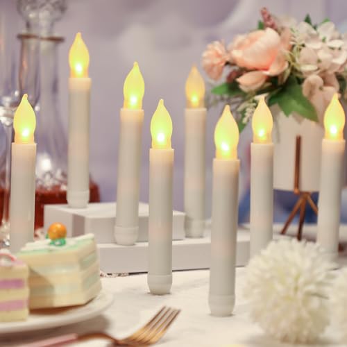 Macarrie 180 Pcs Flameless LED Taper Candles 6.7 Inches - Yellow Flashing