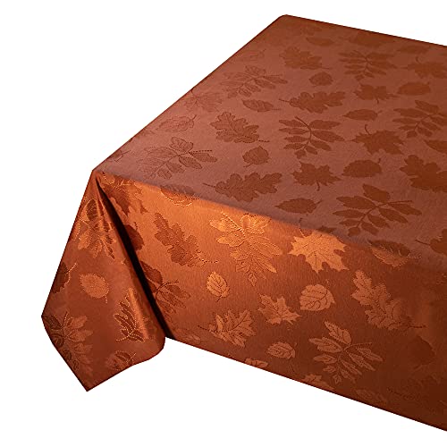 Harvest Legacy Damask Square Tablecloth 52x52 Rust - Elegant Fall Dining Decor
