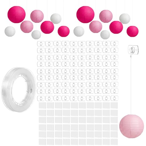 Clear Light Clips with Adhesive Strips and Nylon String for Wedding & Party Decorations