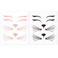 Cat Face Jewels and Stickers - Glitter Cat Face Makeup Accessories, Black+Pink