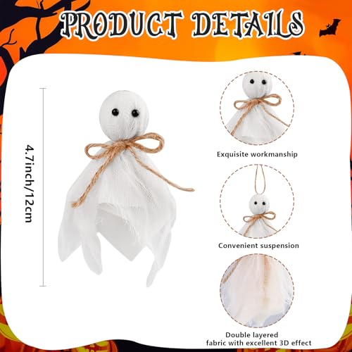 Halloween Ghost Hanging Ornaments Set - Rustic Cotton & Linen Decor for Yard & Porch