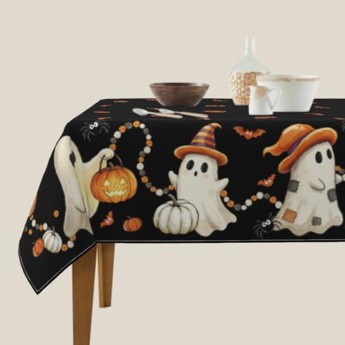 Cute Ghost Halloween Square Tablecloth 54x54 Inch Water-Resistant Washable Fabric