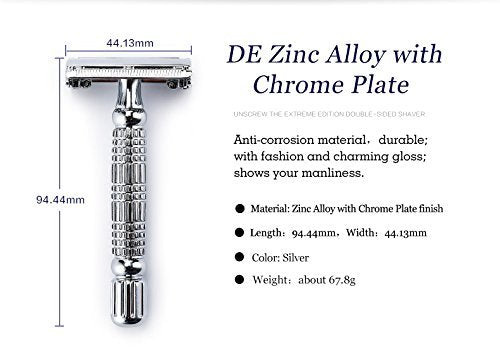 BAILI Butterfly Open TTO Double Edge Metal Safety Razor Wet Shaving Kit for Men Women with Platinum Blade and Mirrored Travel Case BD179
