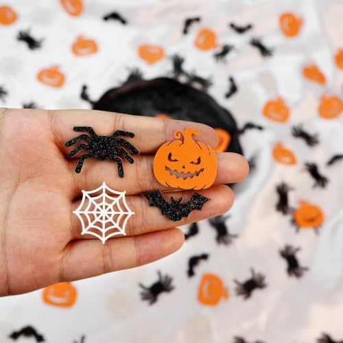 Halloween Confetti 200pcs Table Scatter Decorations for Party, Pumpkin Bat Spider Web Design