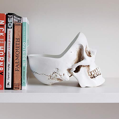 White Skull Desk Organizer & Jewelry Box - Gothic Trinket Dish & Key Holder