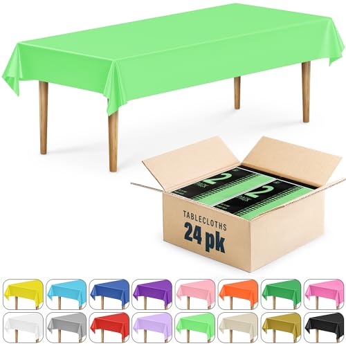 Light Green Plastic Tablecloths 24 Pack - Rectangular 54x108 Inches - Party & Event Decor