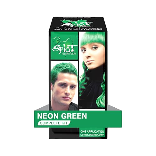 Splat Neon Green Semi Permanent Hair Dye Kit with Bleach & Application - Vibrant Color