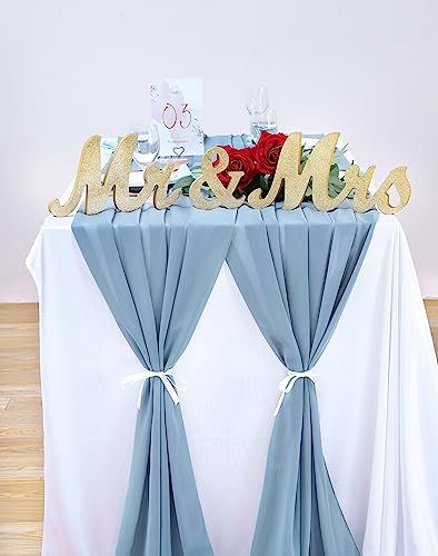 Dusty Blue Chiffon Table Runner Set - 5 Pieces 27x120 Inches for Wedding & Event Decor