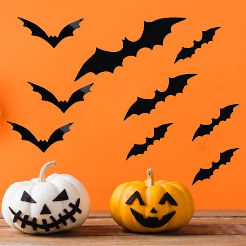 Halloween 3D Bat Wall Decor Set - 180 Pieces Multi Size Bat Stickers