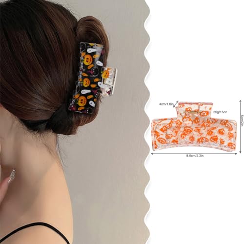 Halloween Hair Clips for Women - Ghost and Pumpkin Bat Style - Pink, 4 Pcs - Cute Gothic Accessories - Variation: Ghost-1