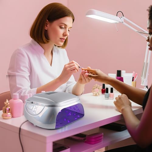 Rechargeable UV LED Nail Lamp - Portable Cordless Gel Dryer with Auto Sensor & 4 Timer - Silver