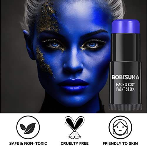 Blue Face & Body Paint Stick - Waterproof, Blendable for Halloween, Cosplay & Sports