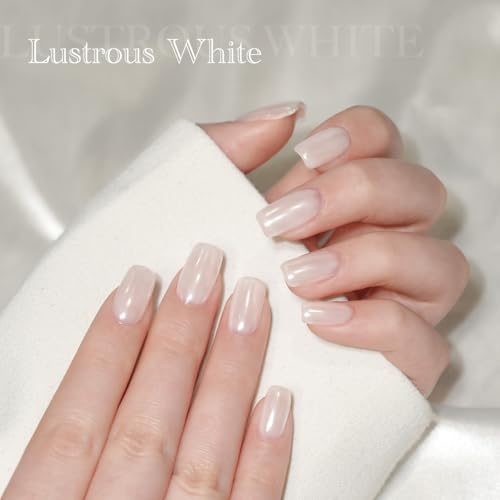 GAOY White Pearl Chrome Nail Powder - Mirror Effect Mermaid Nail Art - Variation 1