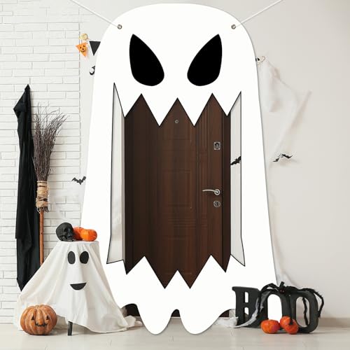 Halloween Ghost Porch Banner - Spooky Hanging Door Decoration - Ghost Variation