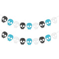Blue Skull Garland for Halloween Party Decorations Gothic Birthday Banner - 2PCS