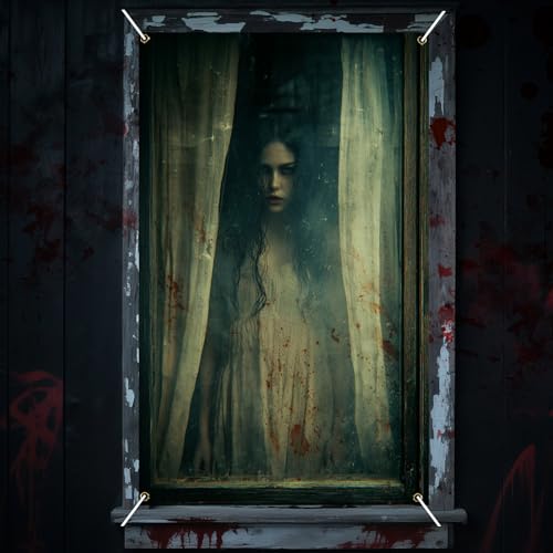 Halloween Window Cover Banner Bloody Ghost 31.5x47.3in Polyester - Variation LU90008