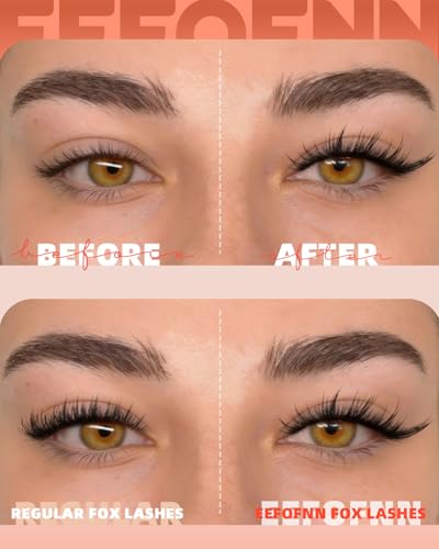 C2 Volume Fox Eye Lash Clusters - Wispy Spiky Eyelash Extensions 10-18mm for DIY Cat Eye Look