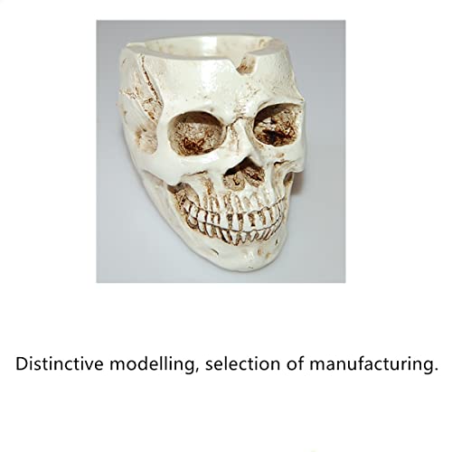 Polyresin Hand-Painted Skull Ashtray for Bar Decor, Indoor Outdoor Use