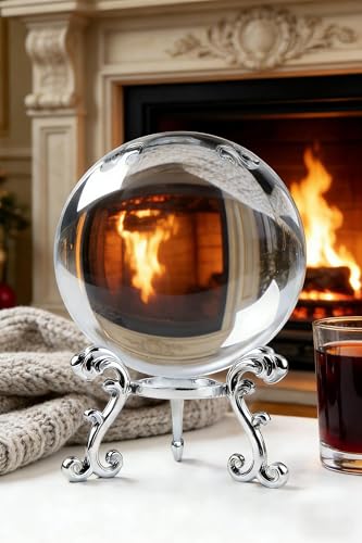 80mm Clear Crystal Ball with Stand for Photography & Decor - Sphere Set