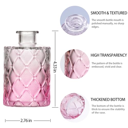 Pink Glass Small Flower Vases Set - 24 Pack for Party Centerpieces