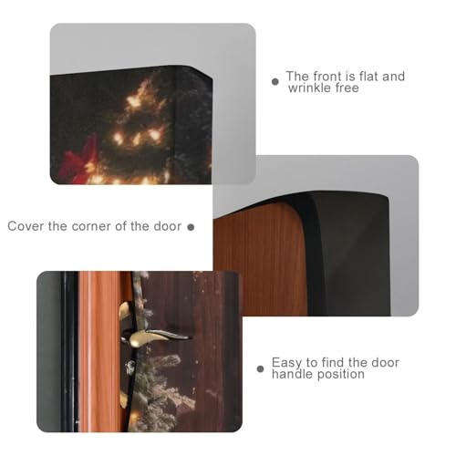 Welcome Christmas Door Cover - Stretch Fabric Porch Decor 35x79 Inches - Holiday Doorway Decoration