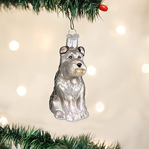 Grey Schnauzer Glass Christmas Ornament - Handcrafted Holiday Dog Decoration