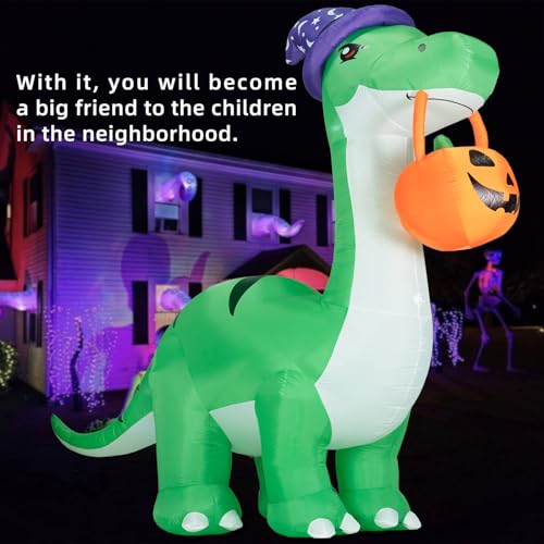 10FT Green Inflatable Dinosaur Halloween Decoration with LED Lights - Outdoor Yard Decor