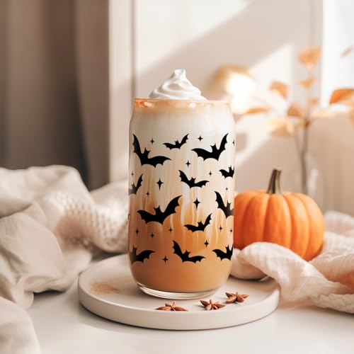 Halloween Bat Gift Cup - Spooky Glass Coffee Mug for Bat Lovers & Halloween Decor